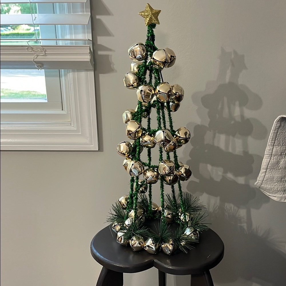 Gold and Green Holiday Bell Tree